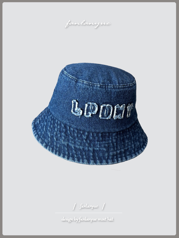 バケットハット 刺繍入りデニムバケットハット