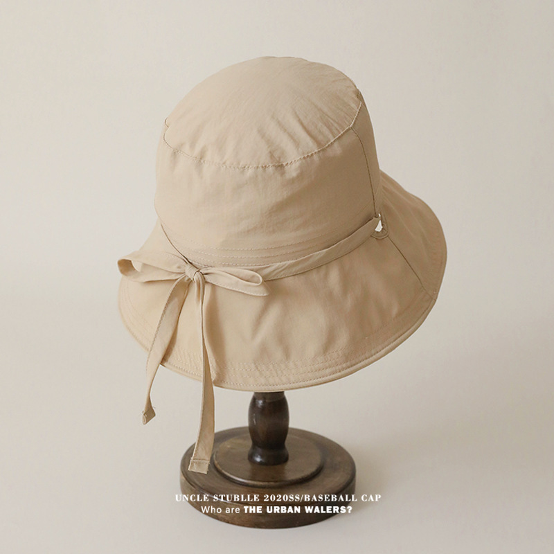 バケットハット あご紐付きシンプル日除けバケットハット