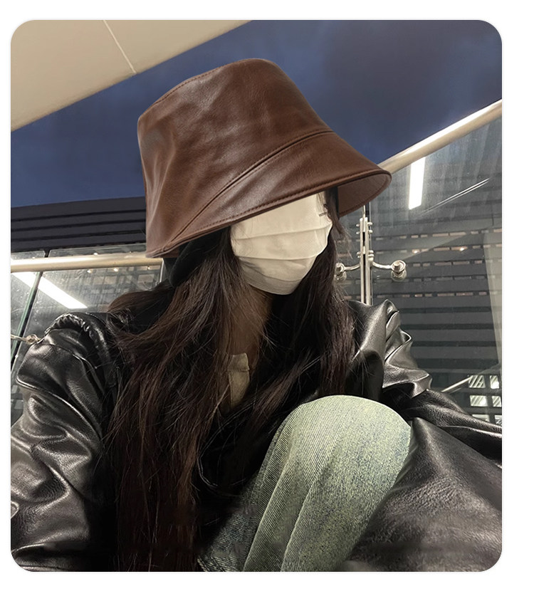 バケットハット 大きめサイズ対応 レザー調バケットハット