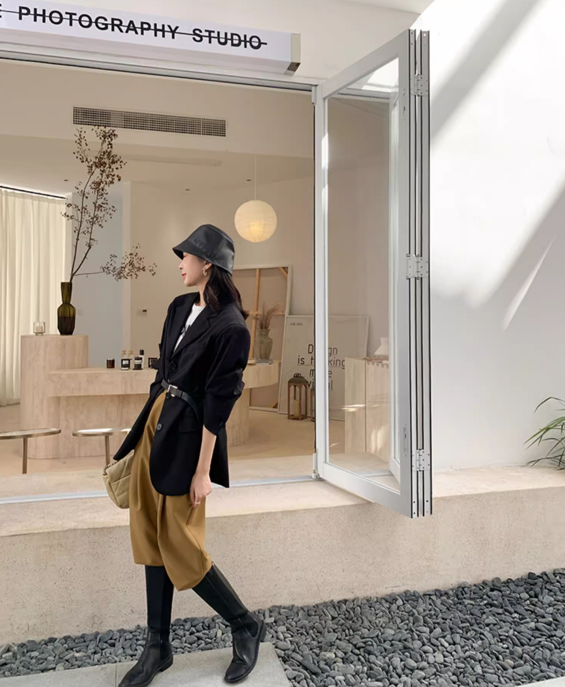 バケットハット 本皮仕立て シンプルバケットハット