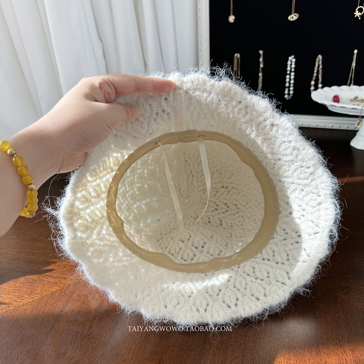 バケットハット ふんわりモヘア風手編みバケットハット