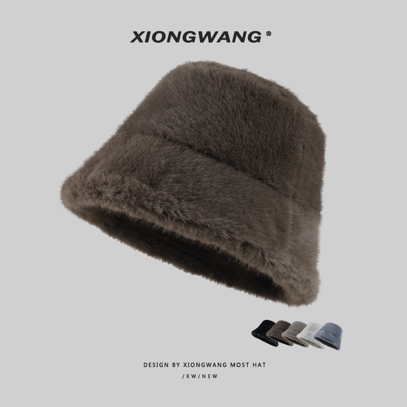 バケットハット ふわふわもこもこファー素材の防寒バケットハット