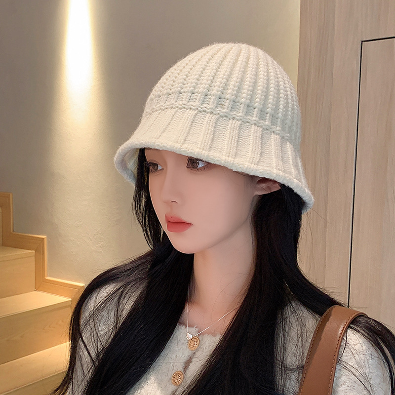 バケットハット 編み物ニットバケット帽子　女性用韓国風デザイン　全5色展開
