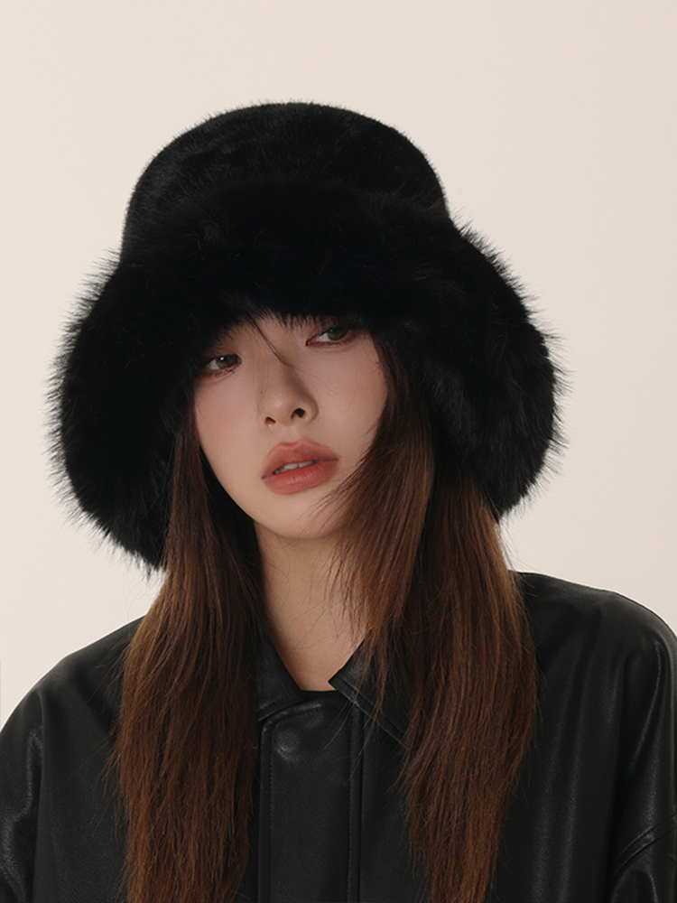 バケットハット ボリュームファー付き防寒バケットハット