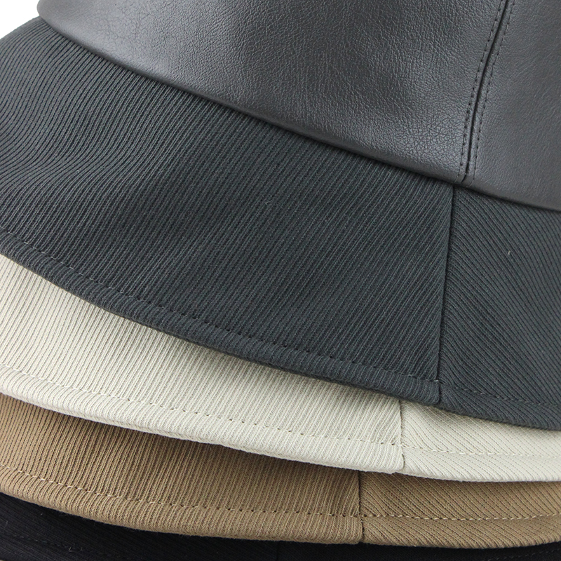 バケットハット レザー調素材 切替シームデザイン バケットハット