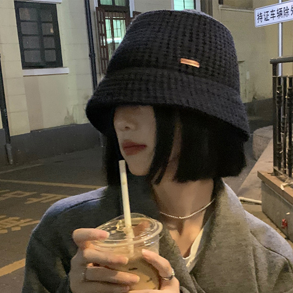 バケットハット 編み物 女性用ニット編みバケットハット