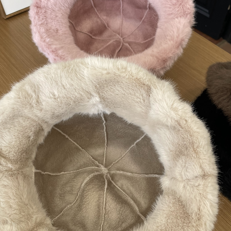 バケットハット ふわふわ重ね着風バケットハット