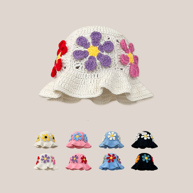 バケットハット 花咲く優しさ 手編みバケットハット