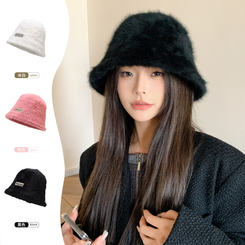 バケットハット ふわふわ毛足もこもこバケット帽