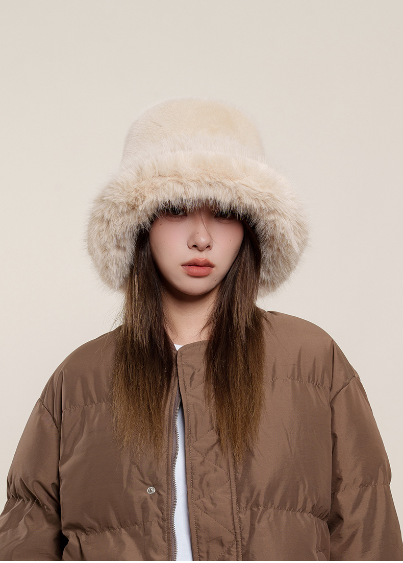 バケットハット ボリュームファー付き防寒バケットハット