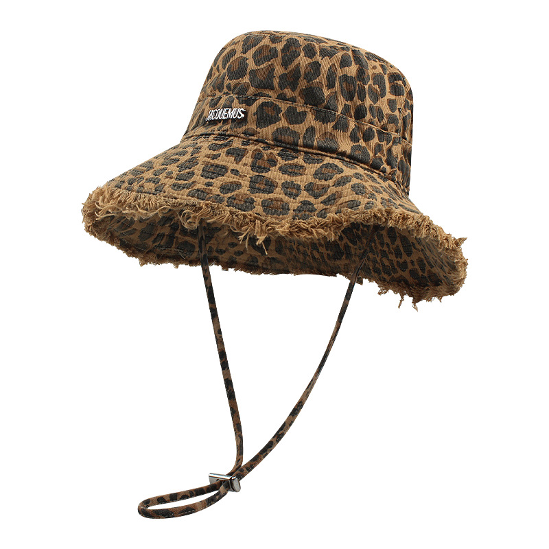 バケットハット 日焼け防止 フリンジ縁 ロゴ入り 紐付きバケットハット