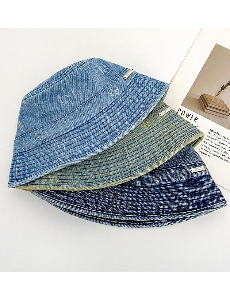 バケットハット ダメージ加工デニムバケットハット金具付き