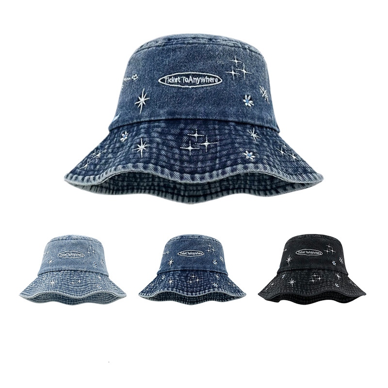 星空デニムバケットハット 小顔効果 日よけ帽子