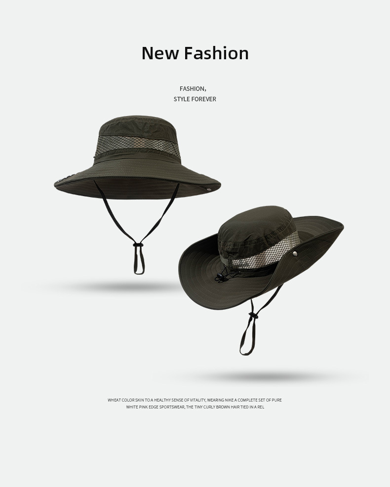 バケットハット 多機能アウトドア対応紐付きつば広帽子