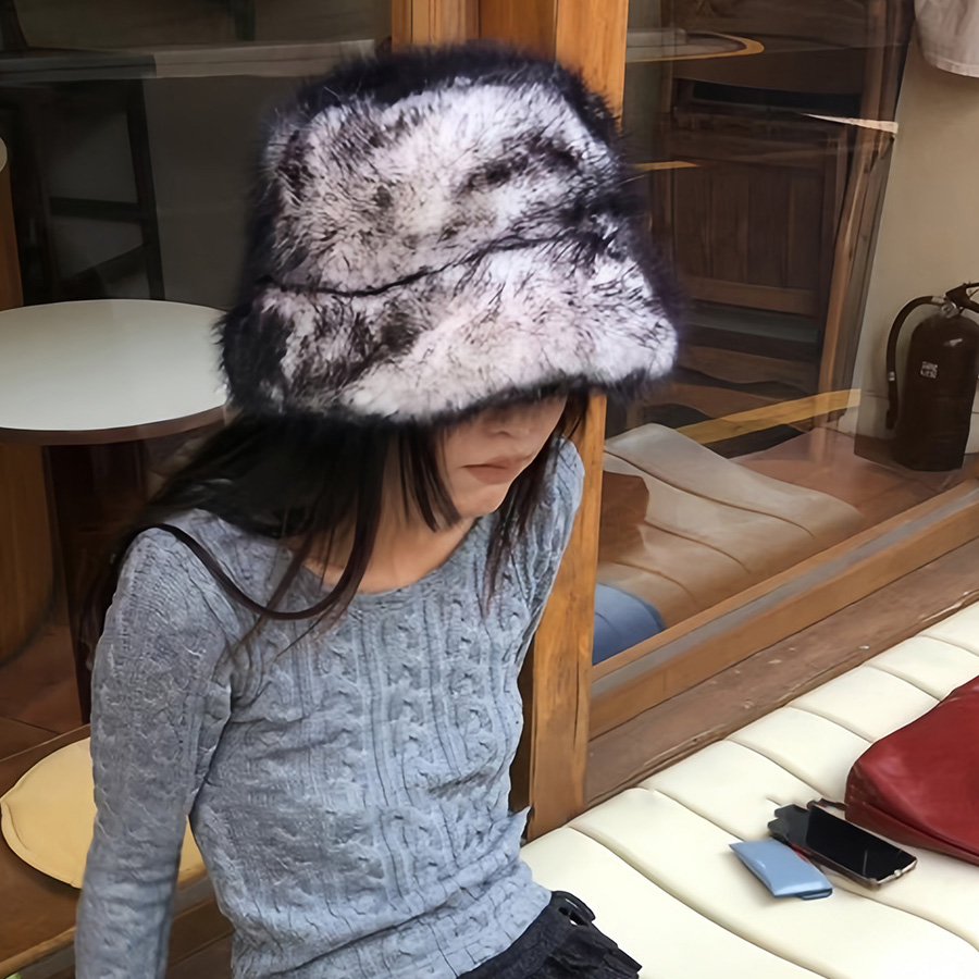 ファー帽子 もこもこバケットハット 女性用 暖かい冬帽子