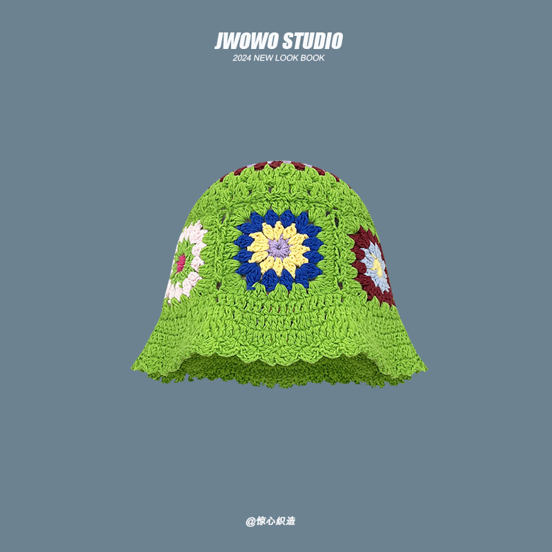 バケットハット 手編みかぎ針花モチーフバケットハット