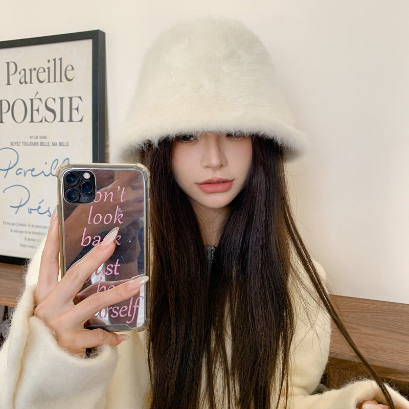 バケットハット ふわふわ毛足もこもこバケット帽