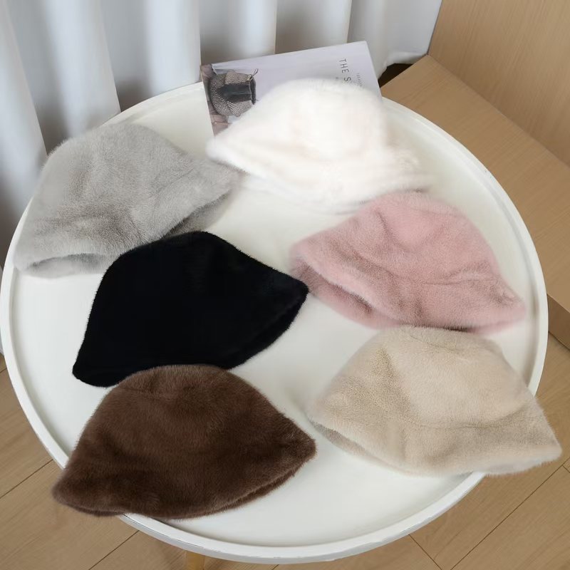 バケットハット もこもこファー素材のあったかバケットハット