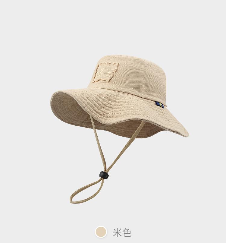 バケットハット 刺繍ワンポイント付き 紐付きバケットハット