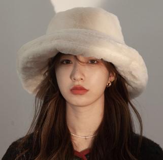 バケットハット ファー素材バケット帽子レディース秋冬防寒小顔効果