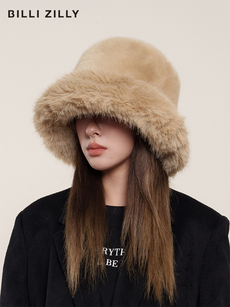 バケットハット ボリュームファー付き防寒バケットハット