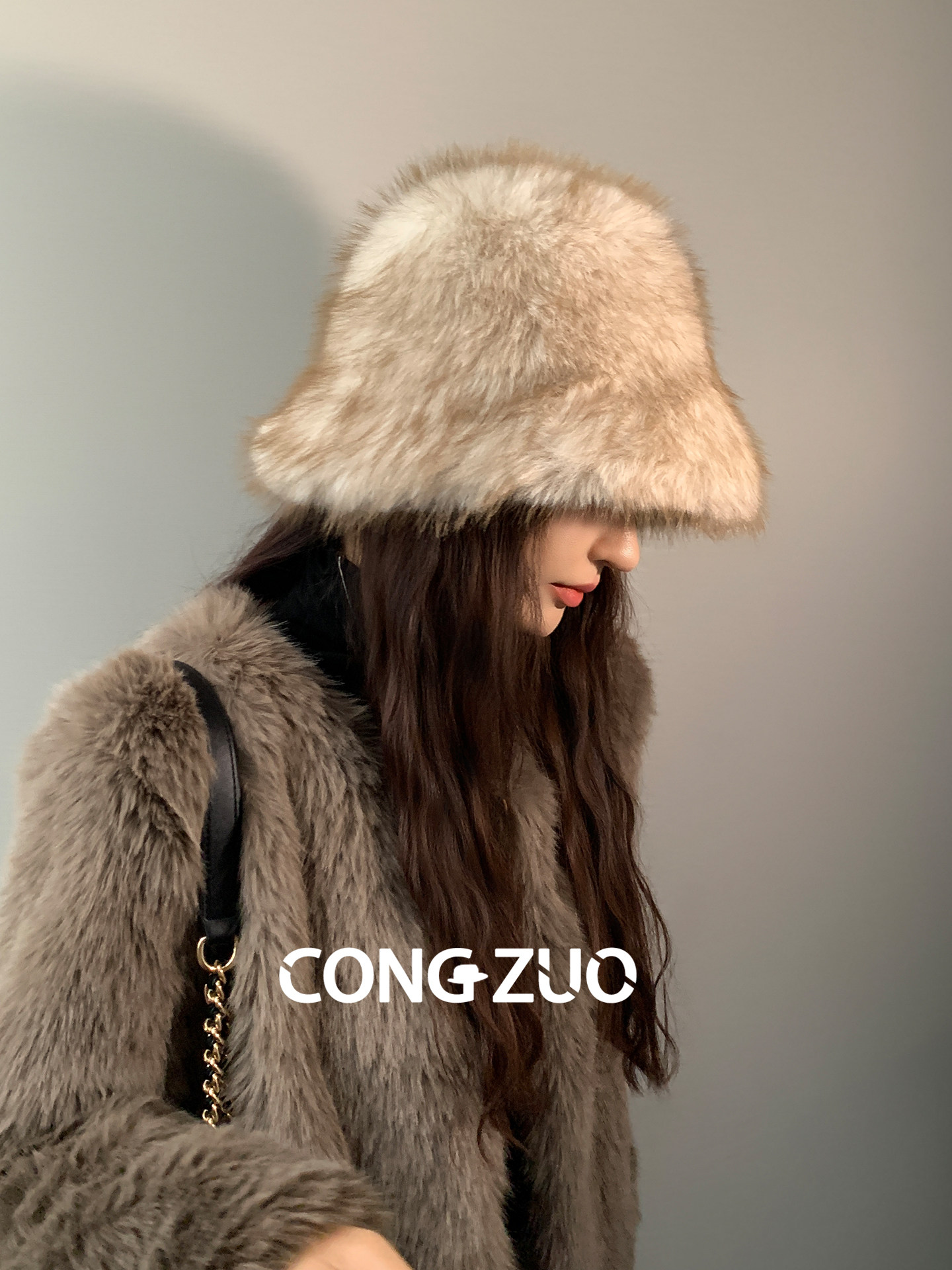 バケットハット ふわふわ全面 ファーバケットハット