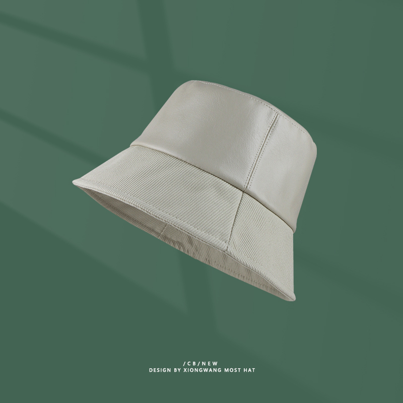 バケットハット レザー調素材 切替シームデザイン バケットハット