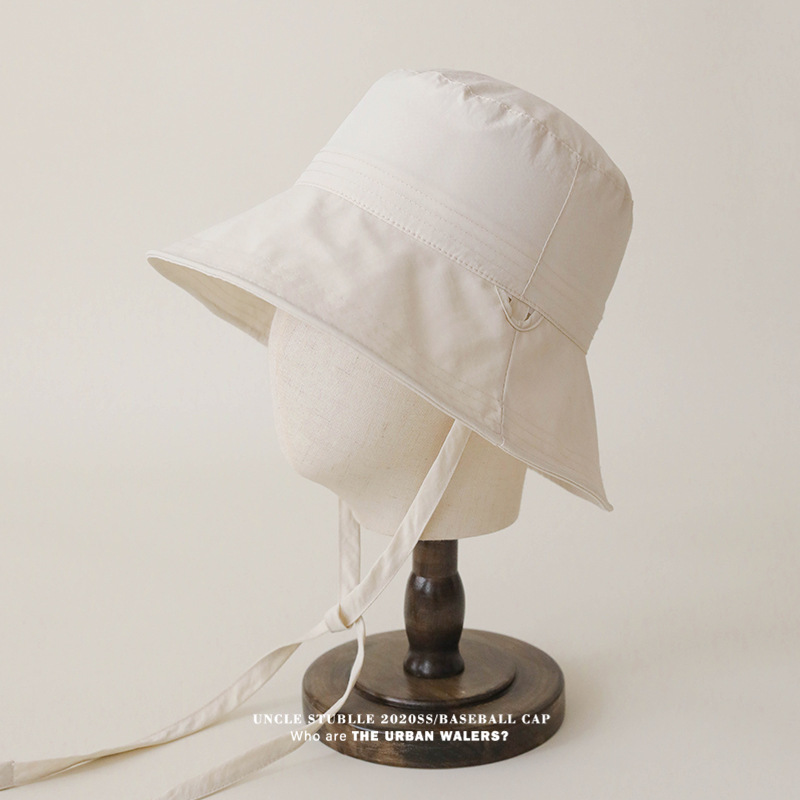 バケットハット あご紐付きシンプル日除けバケットハット