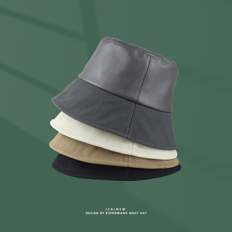 バケットハット レザー調素材 切替シームデザイン バケットハット