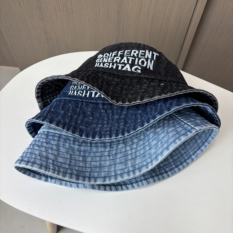 バケットハット バケットハット 刺繍入り世代メッセージデニムハット