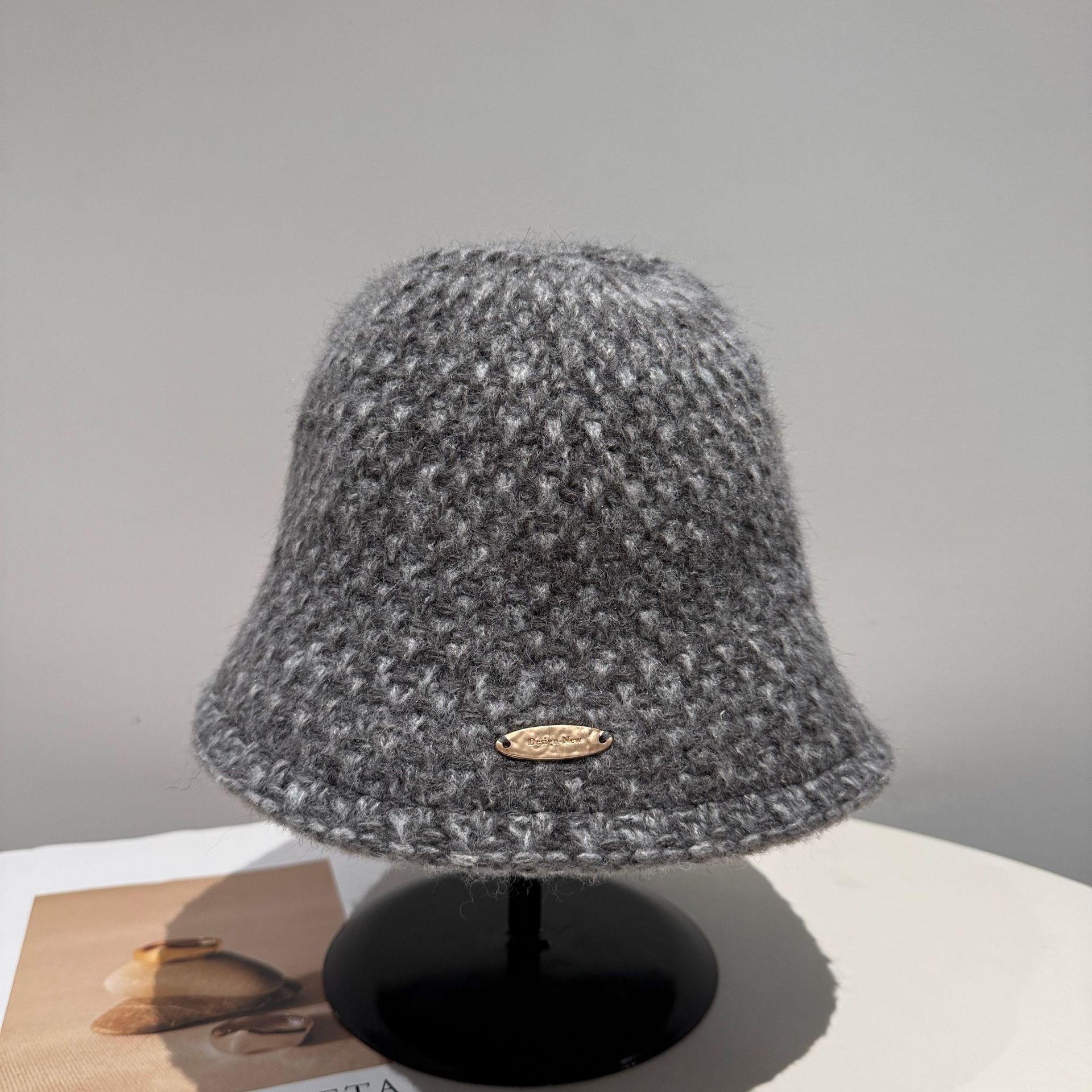 バケットハット 手編み風 ざっくり編み上げ 編み物バケットハット