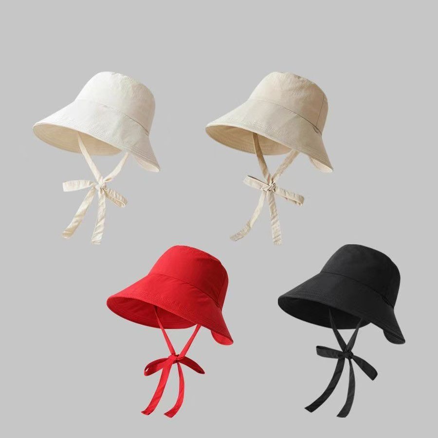 バケットハット リボン結び紐付きバケットハット