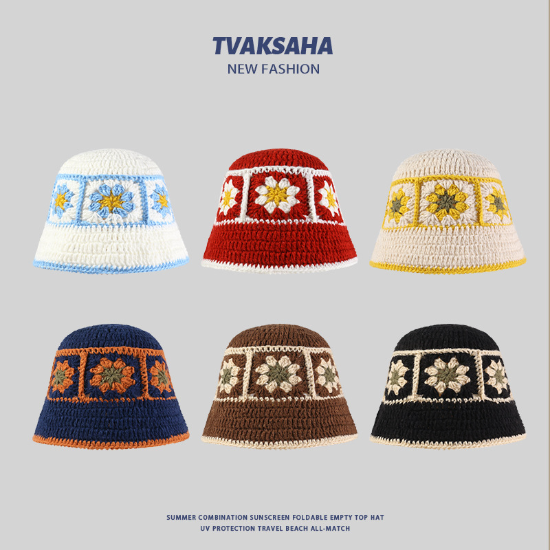 バケットハット 花モチーフ編みバケットハット