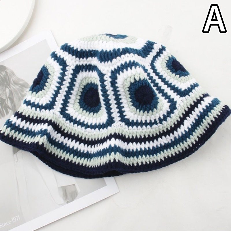 バケットハット 編み物 幾何学模様 ニット バケットハット レディース 帽子