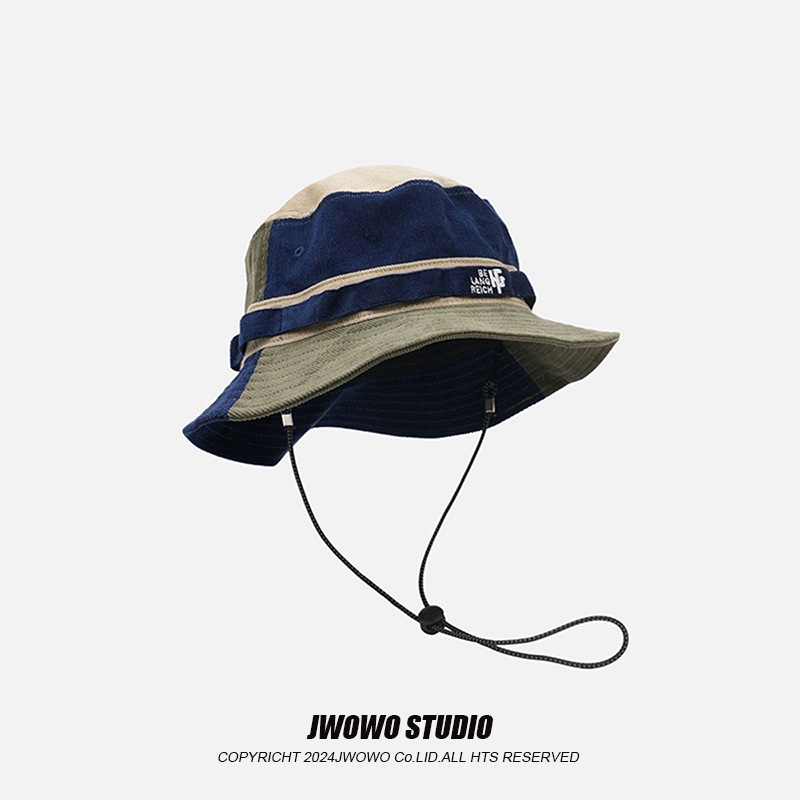 バケットハット 多彩配色切替紐付きバケットハット