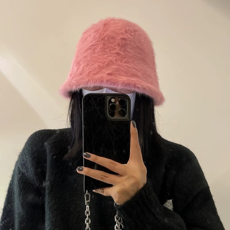 バケットハット ふわふわ贅沢ファー素材のあったか防寒バケットハット