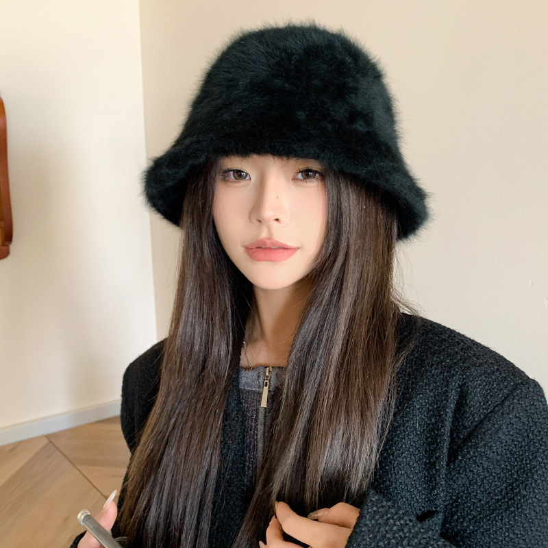 バケットハット ふわふわ毛足もこもこバケット帽