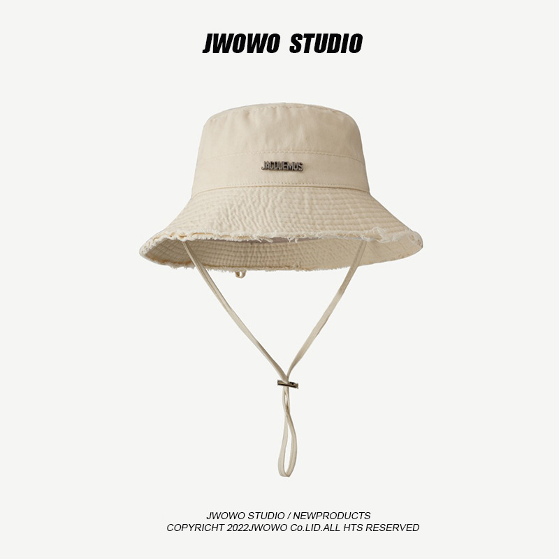 バケットハット アウトドア ロゴ付き 紐付きバケットハット