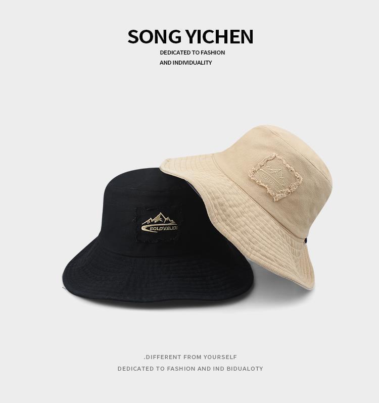 バケットハット 刺繍ワンポイント付き 紐付きバケットハット