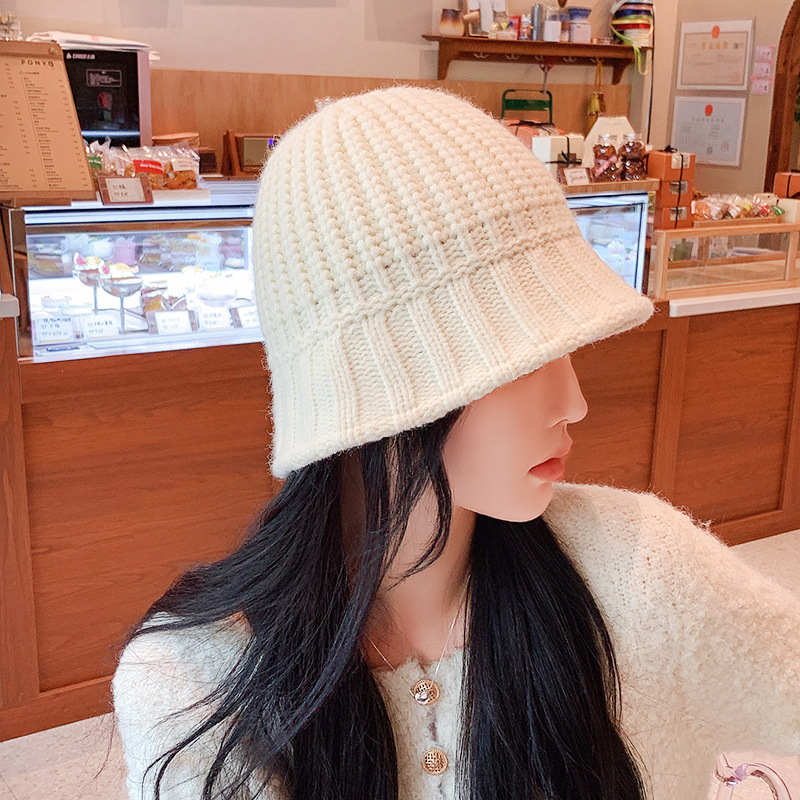 バケットハット 編み物ニットバケット帽子　女性用韓国風デザイン　全5色展開