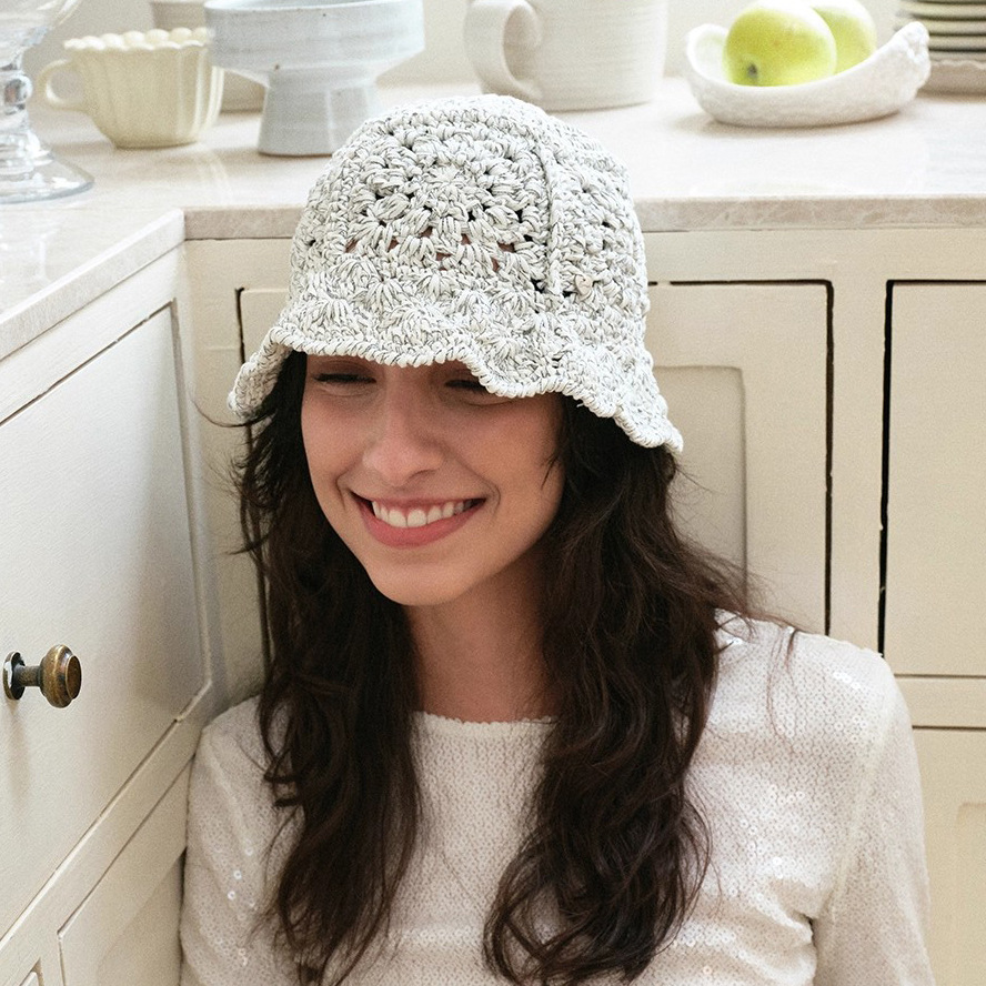 バケットハット 編み物 かぎ針編みバケットハット 女性用帽子 韓国風