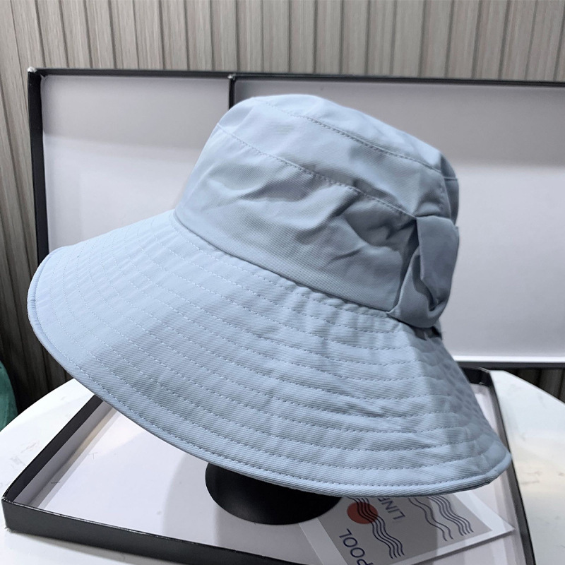 バケットハット リボン付き大きなつば広バケットハット