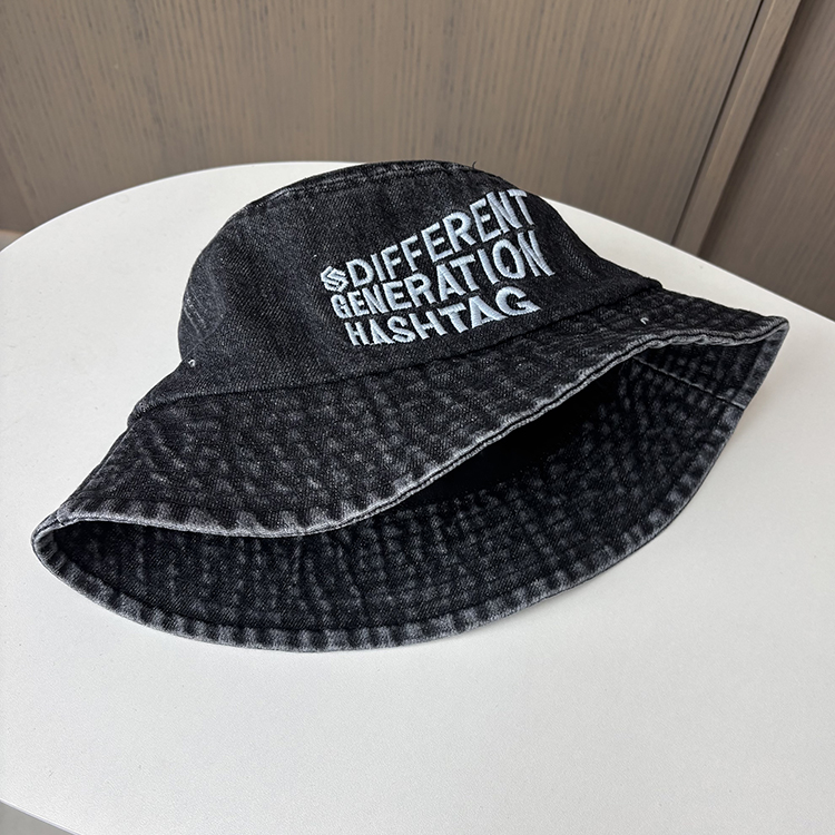 バケットハット バケットハット 刺繍入り世代メッセージデニムハット
