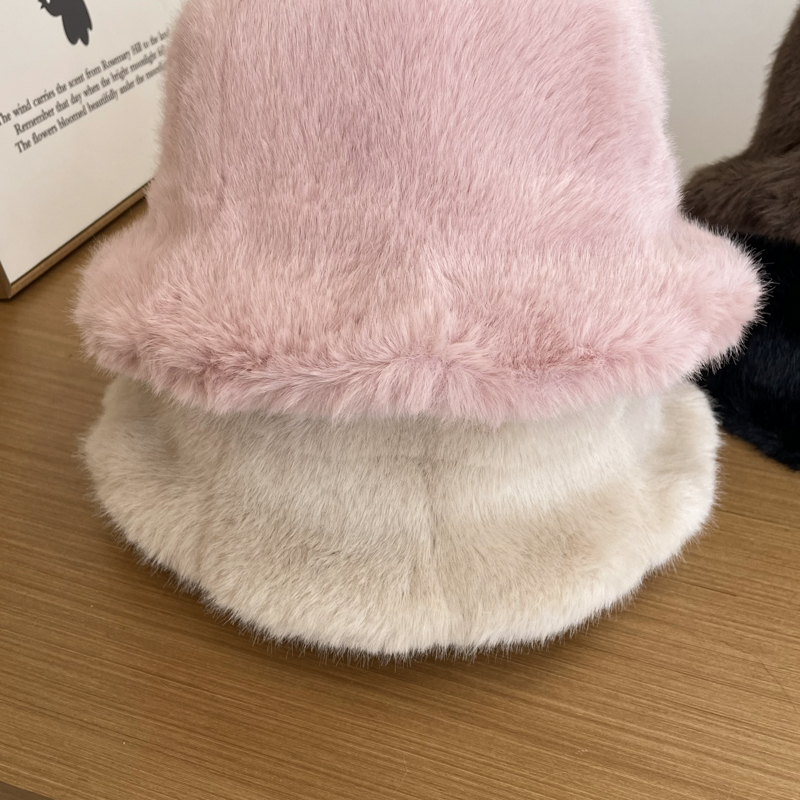 バケットハット ふわふわ重ね着風バケットハット