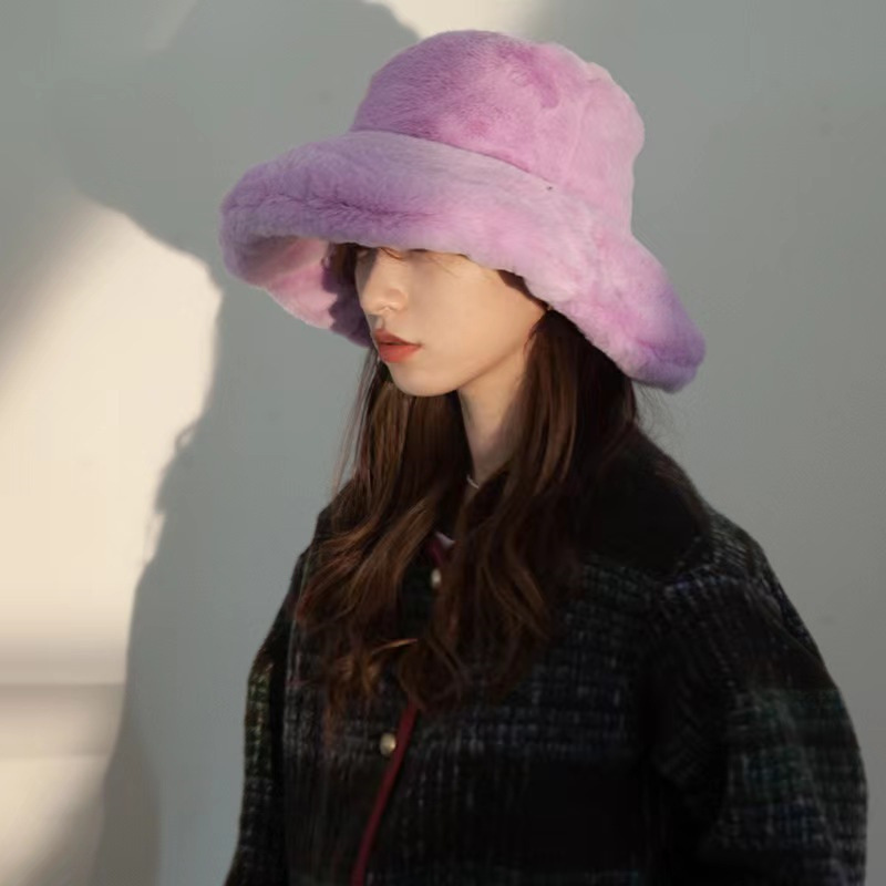 バケットハット ファー素材バケット帽子レディース秋冬防寒小顔効果