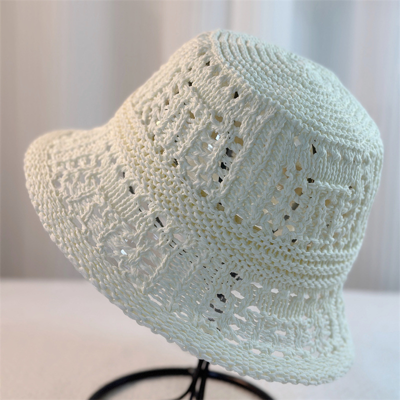 バケットハット 透かし編み かぎ編み 涼感 編み物バケットハット