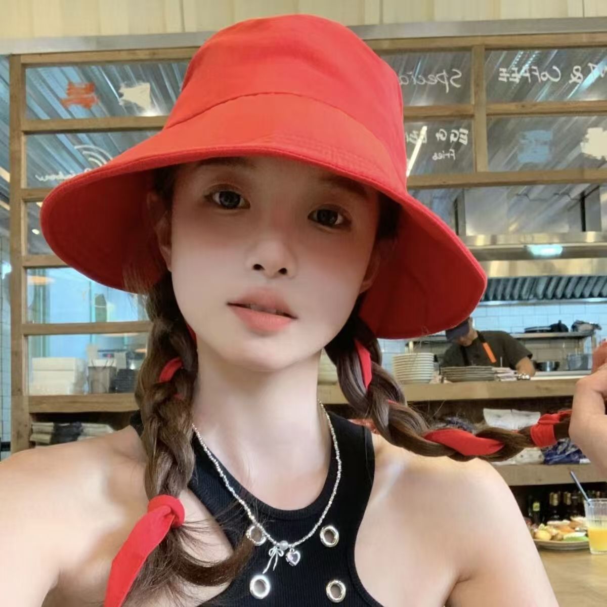 バケットハット リボン結び紐付きバケットハット