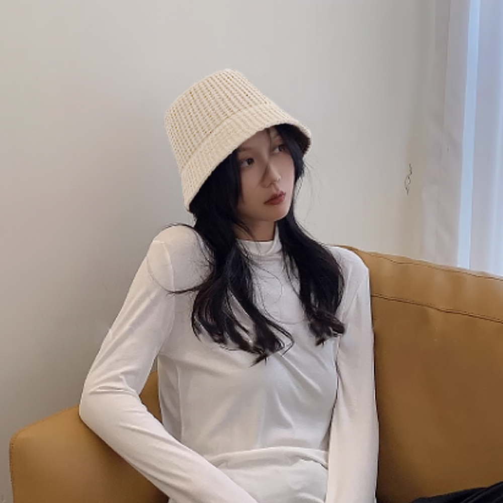 バケットハット 編み物 女性用ニット編みバケットハット