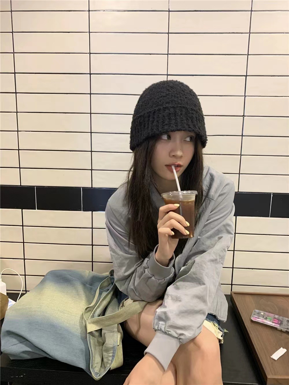 バケットハット ふわふわ毛糸のゆったりバケット帽子