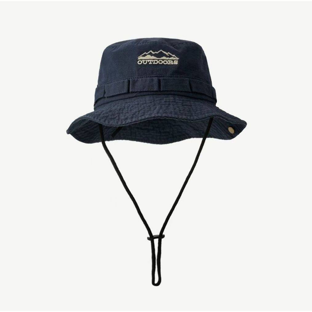 バケットハット アウトドア風あごひも付きバケットハット